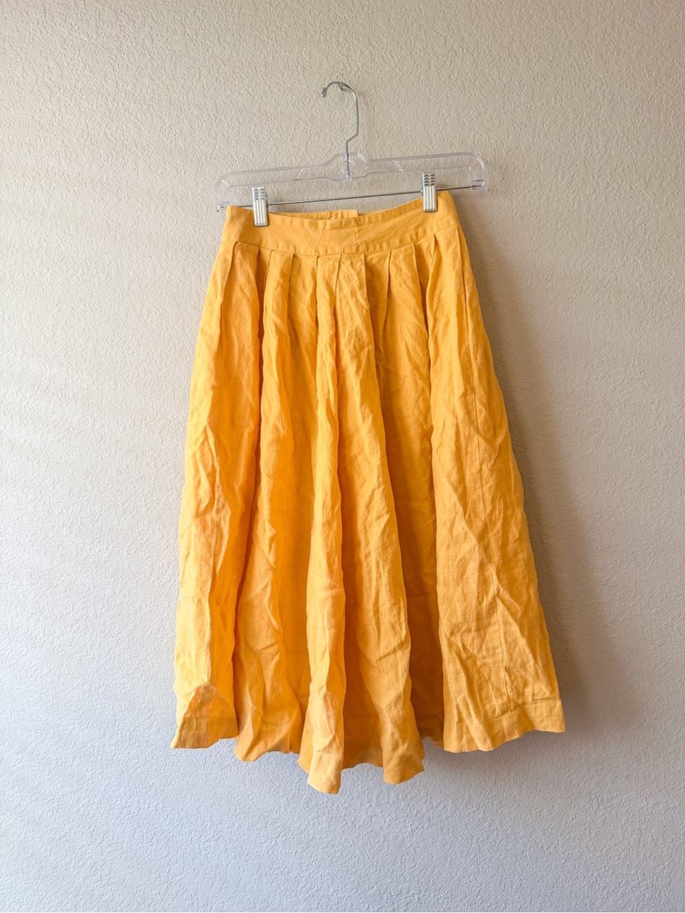 Vintage 1970s 100% Linen Maxi Skirt Vibrant Butter Yellow XS